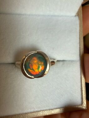 Ethiopian Opal 935 sterling silver ring size 6